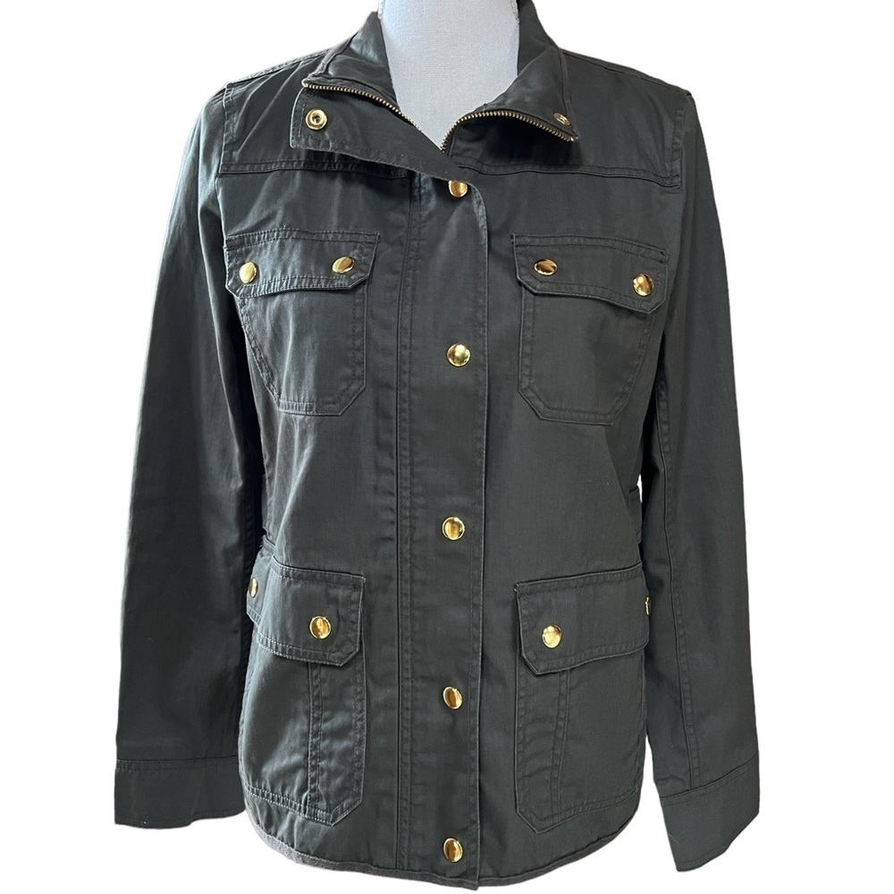 J CREW WOMENS RELAXED FIT GREEN BOYFRIEND FIELD JACKET SIZE SMALL